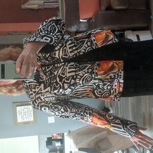 600 West jacket, 12, black, white, orange